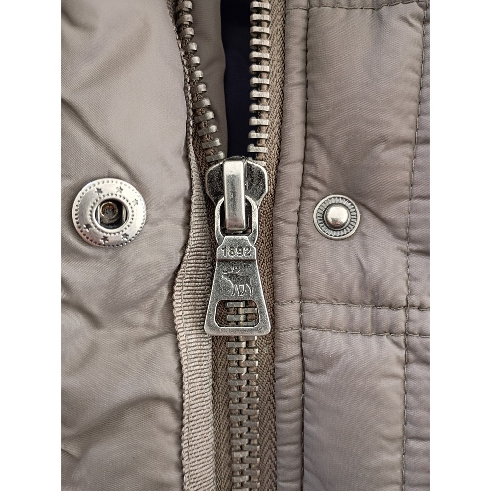 Abercrombie Fitch Puffer Jacket Hooded Quilted Full Zip Brown Size Medium - Picture 8 of 13